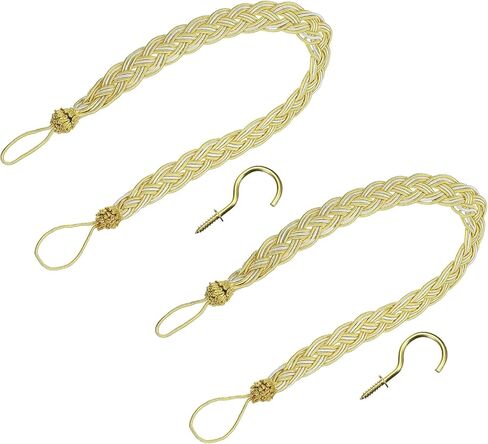 uxcell 2Pcs Curtain Tiebacks, 58cm/23 Braided Drapery Holdback Holder Decorative Rope Tie Back, Olive Green/Mixed Silver in Saudi Arabia