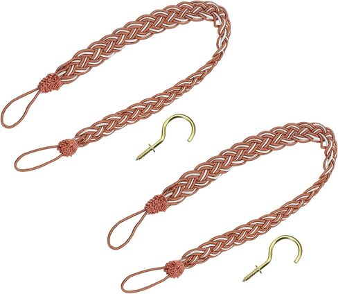 uxcell 2Pcs Curtain Tiebacks, 58cm/23 Braided Drapery Holdback Holder Decorative Rope Tie Back, Olive Green/Mixed Silver in Saudi Arabia