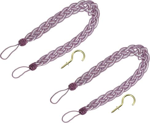 uxcell 2Pcs Curtain Tiebacks, 58cm/23 Braided Drapery Holdback Holder Decorative Rope Tie Back, Olive Green/Mixed Silver in Saudi Arabia
