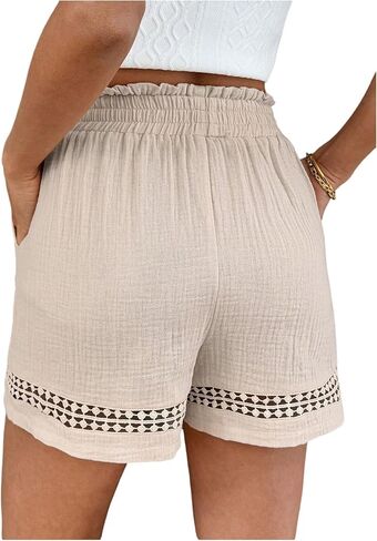 SweatyRocks Women's Summer Casual Pockets Shorts Trendy Beach Drawstring Women Shorts in Saudi Arabia