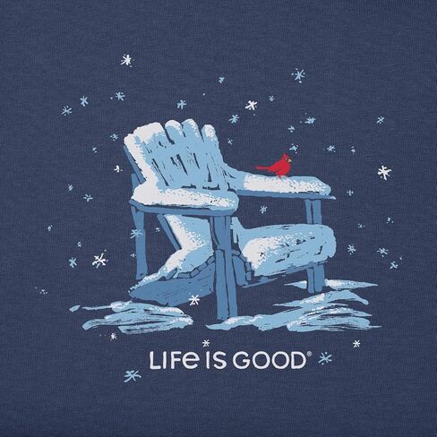 Life is Good. Women's Snowy Adirondack Cardinal Long Sleeve Crusher Vee, Darkest Blue in Saudi Arabia