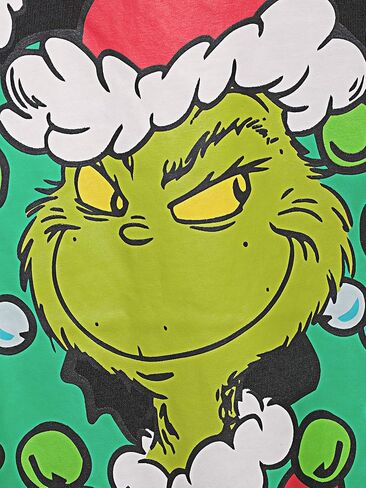 طقم بيجامة للعطلات للرجال من Dr. Seuss مكون من قطعتين، أسود/أخضر متوسط in Saudi Arabia