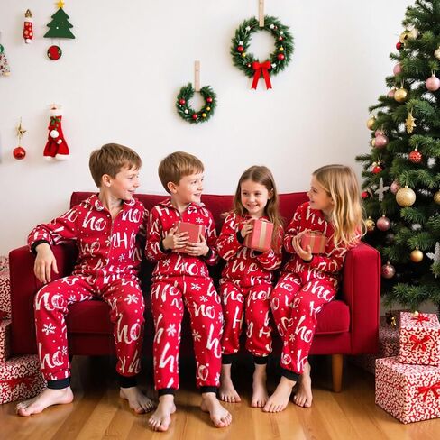 مجموعات بيجامات عيد الميلاد العائلية المتطابقة من Neufigr، مجموعات ملابس نوم بأكمام طويلة للعطلات العائلية لعيد الميلاد in Kuwait