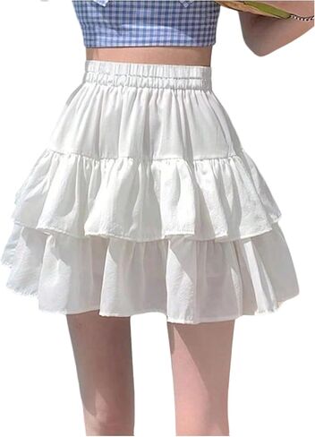 OYOANGLE Women's Layered Ruffle Short Skirt Elastic High Waisted Y2K Flowy A Line Skirts in Saudi Arabia
