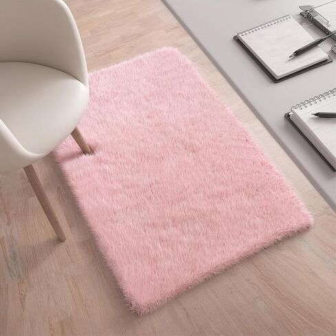Shag Pink Small Rug 2x3 Area Rugs for Bedroom Dorm Bedside Living Room, Non-Slip Ultra Fluffy Soft Area Rugs for Entry, Kids Room, Study, Office, Playroom, Modern Small Carpet Décor in Saudi Arabia