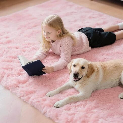 Shag Pink Small Rug 2x3 Area Rugs for Bedroom Dorm Bedside Living Room, Non-Slip Ultra Fluffy Soft Area Rugs for Entry, Kids Room, Study, Office, Playroom, Modern Small Carpet Décor in Saudi Arabia