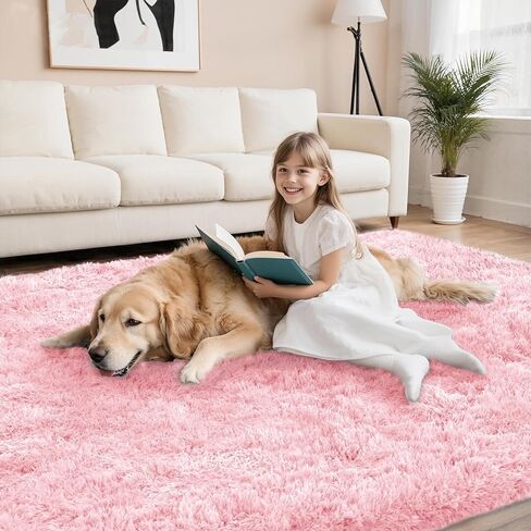 Shag Pink Small Rug 2x3 Area Rugs for Bedroom Dorm Bedside Living Room, Non-Slip Ultra Fluffy Soft Area Rugs for Entry, Kids Room, Study, Office, Playroom, Modern Small Carpet Décor in Saudi Arabia