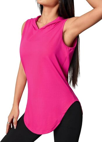 LilyCoco Sleeveless Hoodie Women Workout Tank Tops Gym Yoga Running Athletic Shirts in Saudi Arabia