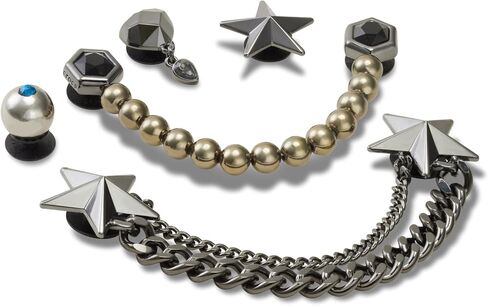 Crocs Unisex Punk Gunmetal 5 Pack Shoe Charms, Multi-Colour, multicoloured, Einheitsgröße in Saudi Arabia