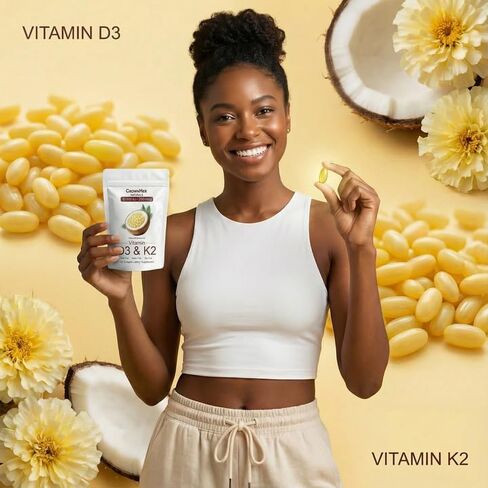 CrownHer Naturals D3 K2, Crown Her Naturals D3 K2 Vitamin 10000 IU+ K2 200 mcg MK-7, Coconut Oil, Extra Strength, Bone & Immune Support, 180 Softgels in Saudi Arabia