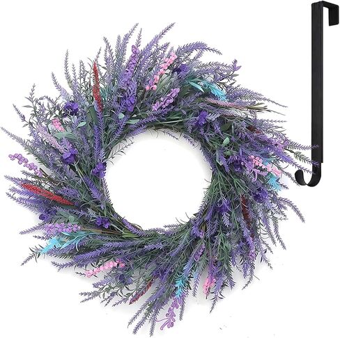 22 inches-All Season Wreaths for Front Door-Artificial-Lavender Wreath and Outdoor Wreaths Weatherproof-Decorate Indoor and Outdoor Farmhouse Porch Doors and Windows Year Round-Purple in Saudi Arabia