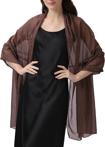 Elegant Evening Shawl Wrap for Women Formal, Sparkling Crepe Chiffon, Wedding Party Scarf in Saudi Arabia