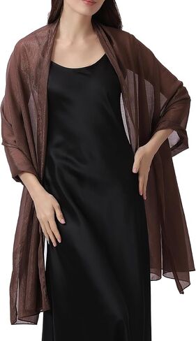 Elegant Evening Shawl Wrap for Women Formal, Sparkling Crepe Chiffon, Wedding Party Scarf in Saudi Arabia