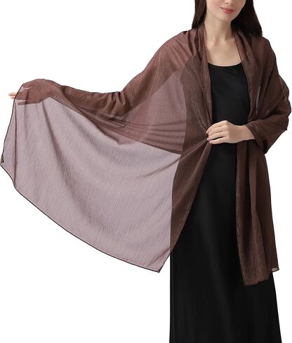 Elegant Evening Shawl Wrap for Women Formal, Sparkling Crepe Chiffon, Wedding Party Scarf in Saudi Arabia