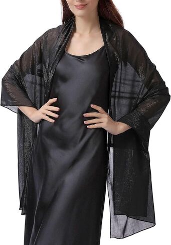 Elegant Evening Shawl Wrap for Women Formal, Sparkling Crepe Chiffon, Wedding Party Scarf in Saudi Arabia