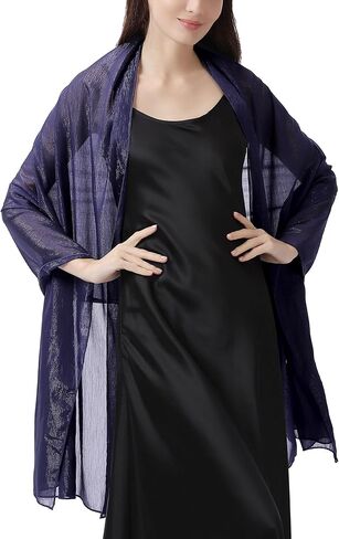 Elegant Evening Shawl Wrap for Women Formal, Sparkling Crepe Chiffon, Wedding Party Scarf in Saudi Arabia