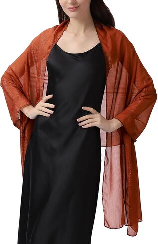 Elegant Evening Shawl Wrap for Women Formal, Sparkling Crepe Chiffon, Wedding Party Scarf in Saudi Arabia