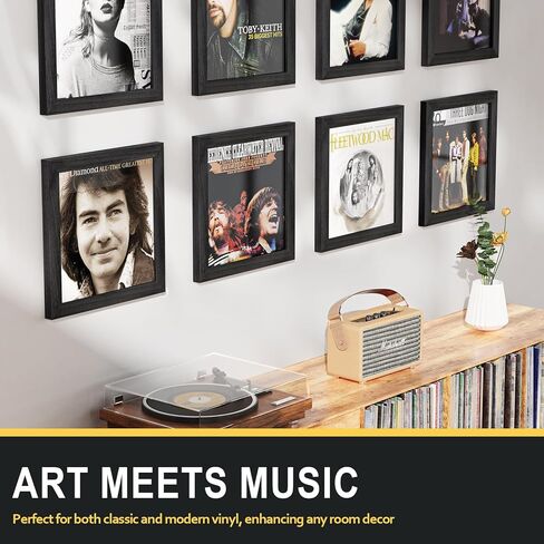 Emfogo Vinyl Record Frame for the Wall, Vinyl Record Display Frame, Album Frames for 12x12 Inch LP Album Cover (1 Pack/Black) in Saudi Arabia