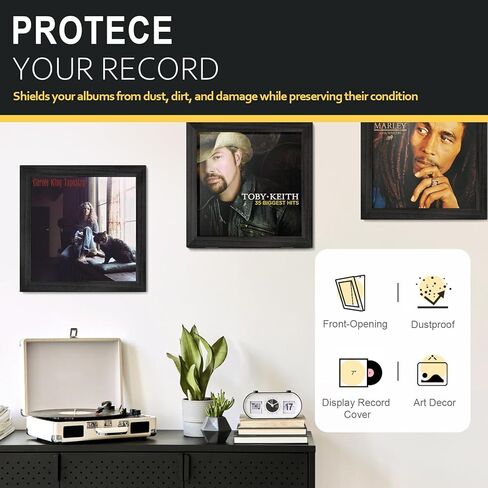 Emfogo Vinyl Record Frame for the Wall, Vinyl Record Display Frame, Album Frames for 12x12 Inch LP Album Cover (1 Pack/Black) in Saudi Arabia