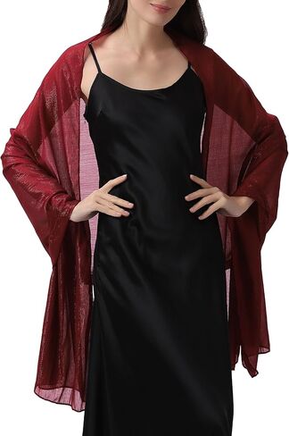 Elegant Evening Shawl Wrap for Women Formal, Sparkling Crepe Chiffon, Wedding Party Scarf in Saudi Arabia