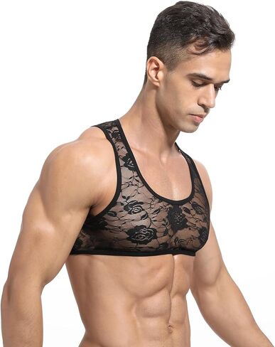 Men's Sissy Lace Muscle Tank – Sissy Clothes for Men, Men Bra, Cross Dressing Lingerie in Saudi Arabia