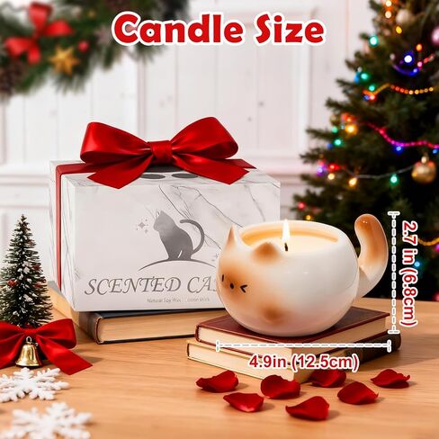 شمعة معطرة، شمعة برطمان معطرة برائحة الورد 17oz، شمعة عطرية على شكل قطة لديكور المنزل، معطر الغرفة، عطر منزلي، هدايا العيد للنساء والأصدقاء وعيد الميلاد in Saudi Arabia