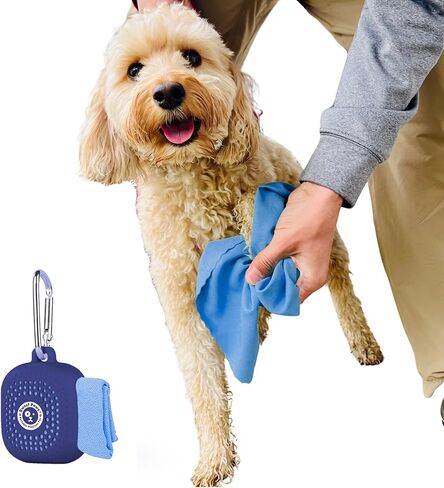 Sweet Paws Portable Dog Paw Towel, Lightweight & Super Absorbent Microfiber, Clips onto Leash, Quick Drying Towel for Dogs Paws with Silicone Case, Dry Dog’s Paws on The Go - Small - Rosy Glow in Kuwait