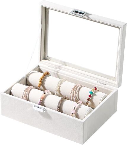 Coward Bangle Bracelet Storage Box, Bracelet Organizer Box with Clear Lid, Bangle Watch Jewelry Display Box for Women Girls (Black) in Saudi Arabia