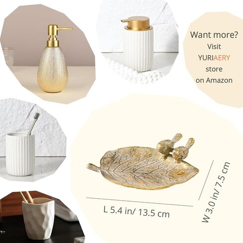 5 Inch Small Golden Metal Trinket Dish with Birds, White Wash Gold Leaf Jewelry Tray for Rings Earrings Necklace, Decorative Soap Dish, Vanity Organizer, Key Bowl in Saudi Arabia