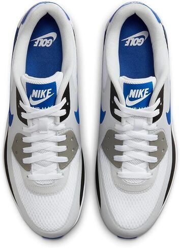 حذاء الجولف Nike Air Max 90 G TB (DX5999-141، أبيض/أسود/Photon Dust/Game Royal) 13 للنساء/11.5 للرجال in Kuwait