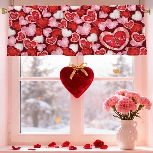 Valentines Day Hearts Valances for Windows 54x18 Inch red ME & You Curtain Valance for Kitchen Bathroom Bedroom Living Room Decor in Kuwait