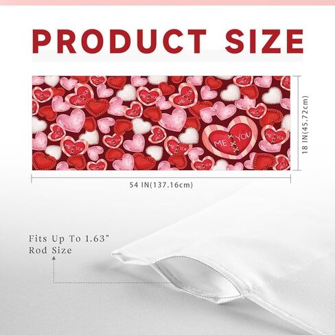 Valentines Day Hearts Valances for Windows 54x18 Inch red ME & You Curtain Valance for Kitchen Bathroom Bedroom Living Room Decor in Kuwait