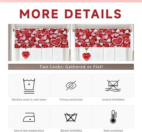 Valentines Day Hearts Valances for Windows 54x18 Inch red ME & You Curtain Valance for Kitchen Bathroom Bedroom Living Room Decor in Kuwait