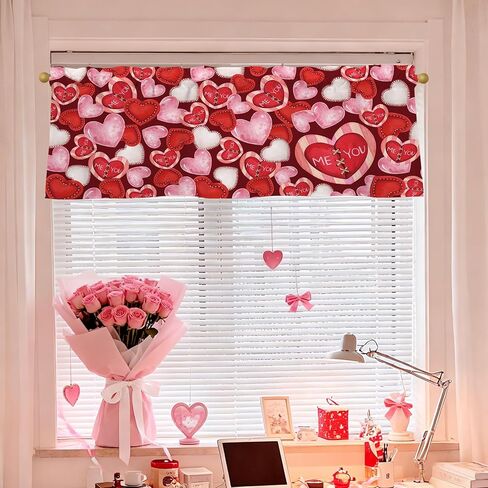 Valentines Day Hearts Valances for Windows 54x18 Inch red ME & You Curtain Valance for Kitchen Bathroom Bedroom Living Room Decor in Kuwait