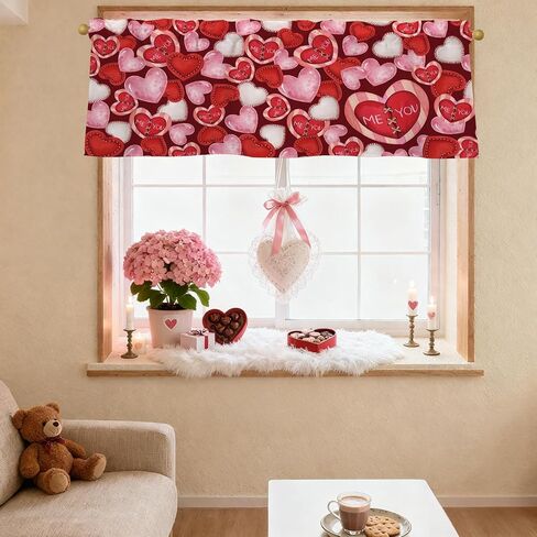 Valentines Day Hearts Valances for Windows 54x18 Inch red ME & You Curtain Valance for Kitchen Bathroom Bedroom Living Room Decor in Kuwait