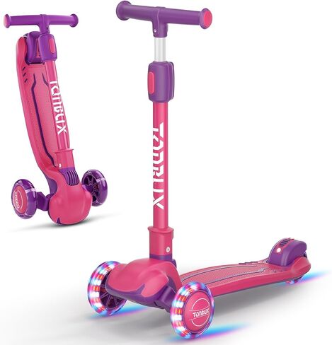 سكوتر TONBUX للأطفال، سكوترات مضيئة بثلاث عجلات للأطفال من سن 3 إلى 5 سنوات، سكوترات قابلة للطي للأطفال من سن 8 إلى 12 عامًا مع ارتفاع قابل للتعديل - سكوتر للأطفال الصغار سهل التوجيه وسطح مضاد للانزلاق in Kuwait