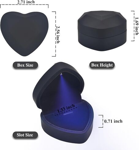 Luxury LED Lighted Necklace Earring Box - Heart Shaped Elegant Black Jewelry Box for Wedding Necklace Display, Perfect for Engagement, Anniversary, Ceremony, and Gift Giving in Saudi Arabia