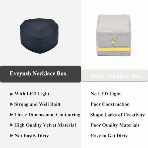 Luxury LED Lighted Necklace Earring Box - Heart Shaped Elegant Black Jewelry Box for Wedding Necklace Display, Perfect for Engagement, Anniversary, Ceremony, and Gift Giving in Saudi Arabia