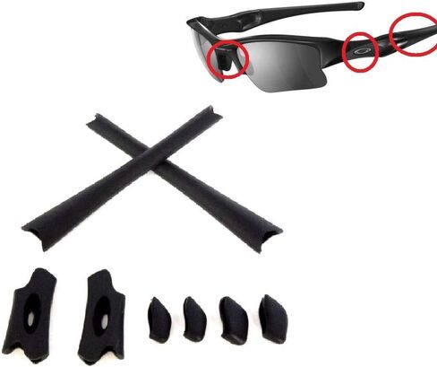 طقم وسادات أنف وجوارب أذن مطاطية من Galaxy لسترة Oakley Flak مقاس XLJ باللون الأسود/الأبيض in Saudi Arabia