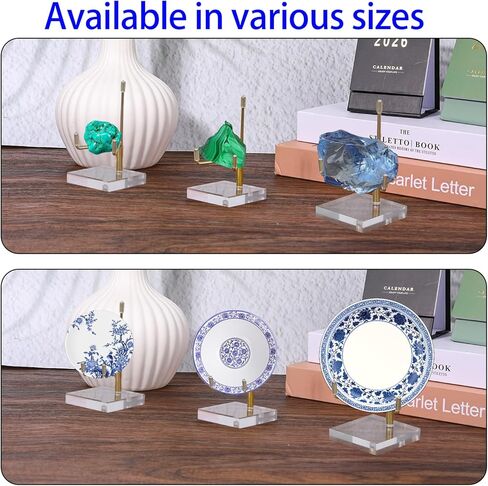 Clear Acrylic Display Stand Holder with Adjustable Metal Arms, Acrylic Crystal Clear Plate Stand Photo Stands Easel Display Stands Small Crystal Holder for Coral Geodes Rock (2 x 2 x 3 Inch) in Saudi Arabia