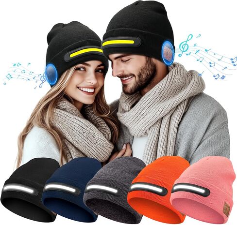 Gifts for Men,Bluetooth Beanie hat with Light, Warm Knit hat,Built in Speaker Microphone,Mem's/Women's Christmas Gifts, Boy'birthday Gift in Saudi Arabia