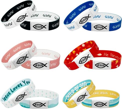 6PCS Cross Jesus Bracelet (NO NFC), Handmade Inspirational Christian Religious Bracelet, Elastic String Faith Friendship Jewelry Gifts for Women Men Teen in Saudi Arabia