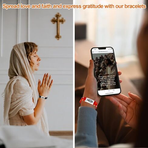 6PCS Cross Jesus Bracelet (NO NFC), Handmade Inspirational Christian Religious Bracelet, Elastic String Faith Friendship Jewelry Gifts for Women Men Teen in Saudi Arabia