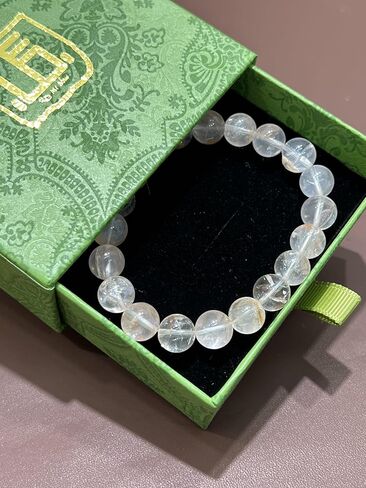 Healing Crystal Bracelet for Women Men Natural White phantom Quartz Beaded Bracelets, Jewelry Birthday Gifts, White Quartz Stretch Bracelet in Saudi Arabia