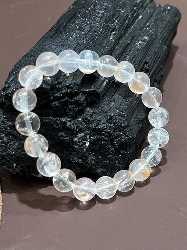 Healing Crystal Bracelet for Women Men Natural White phantom Quartz Beaded Bracelets, Jewelry Birthday Gifts, White Quartz Stretch Bracelet in Saudi Arabia