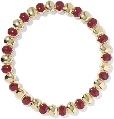 Kendra Scott, Women's, Daphne Enamel Stretch Bracelet, Gold Burgundy Enamel, One Size in Saudi Arabia