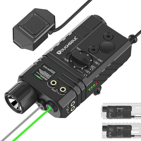 Molk and Picatinny Mounted Tactical Flashlight Green Laser Infrared(IR) Laser 3 in 1 Combo, 1200 Lumen Light with Remote Pressure Switch for Rifle in Kuwait