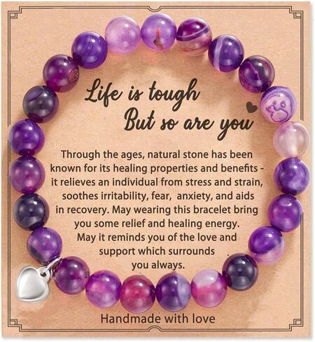 Get Well Soon Gift Bracelets for Women Healing Stone Bracelet Anti Anxiety Bracelets Inspirational Gifts for Women Stress Relief Natural Stone Bracelet Gift in Saudi Arabia