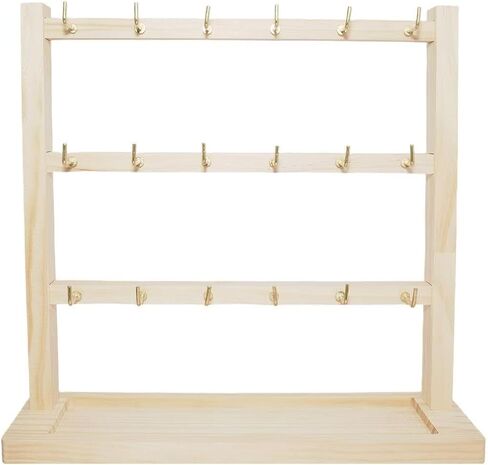 4 Layers of Wooden Display Eacks With Hooks for Necklaces. Rings, Earrings, Bracelets, And Other Jewelry Storage Display Rack in Saudi Arabia