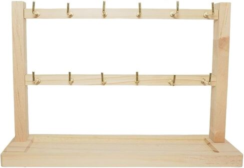 4 Layers of Wooden Display Eacks With Hooks for Necklaces. Rings, Earrings, Bracelets, And Other Jewelry Storage Display Rack in Saudi Arabia